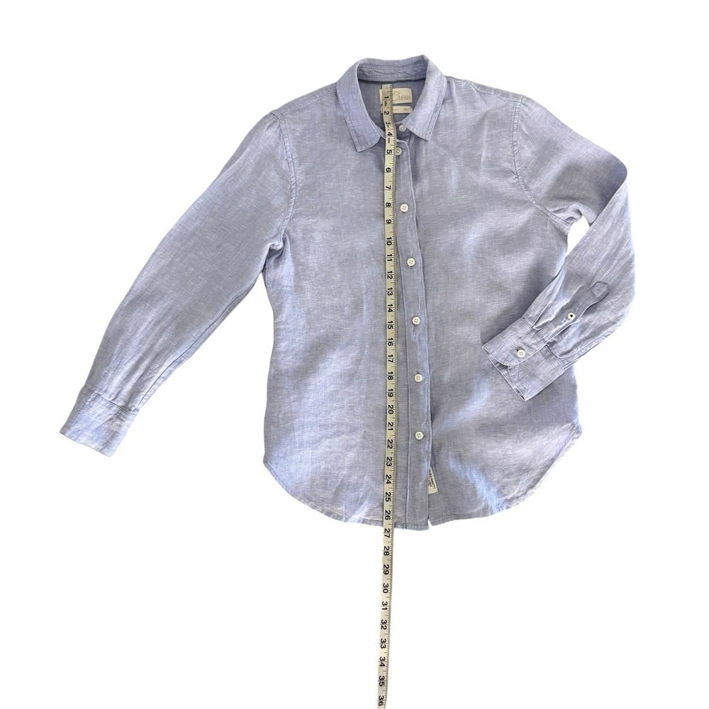 J.Crew Baird McNutt Irish Linen Long Sleeve Shirt Blue Slim Fit Women's 4 Petite - Picture 8 of 13